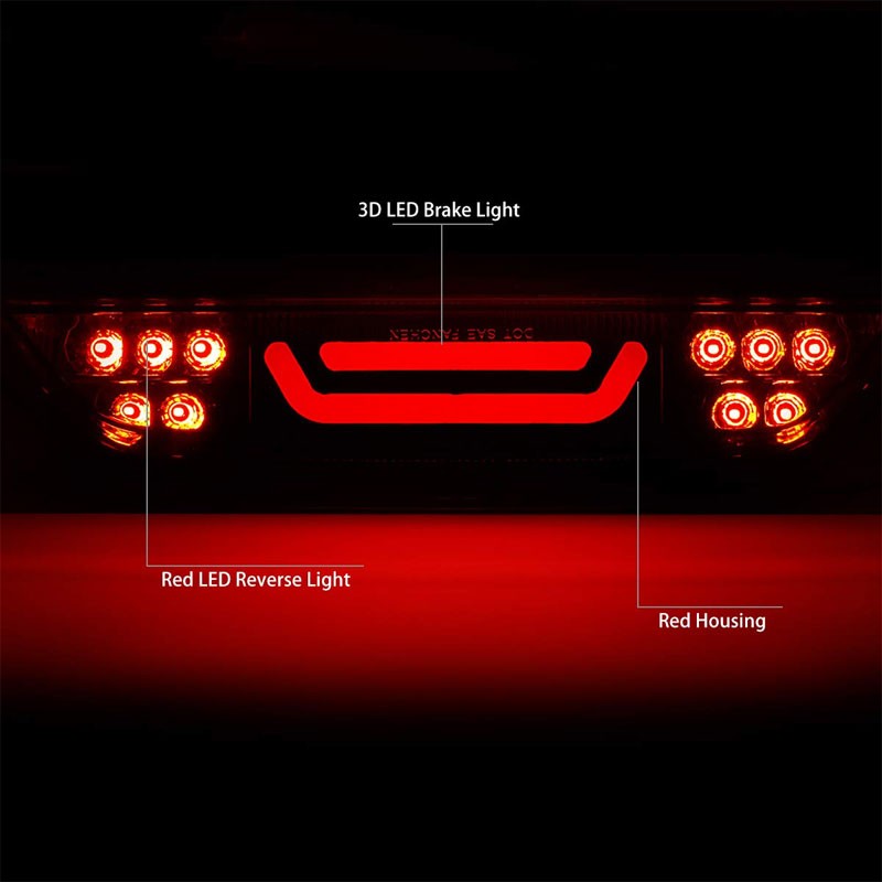 Red Lens/Chrome Housing 3D LED 3RD Tail Third Brake Light for 15-18 Ford Mustang