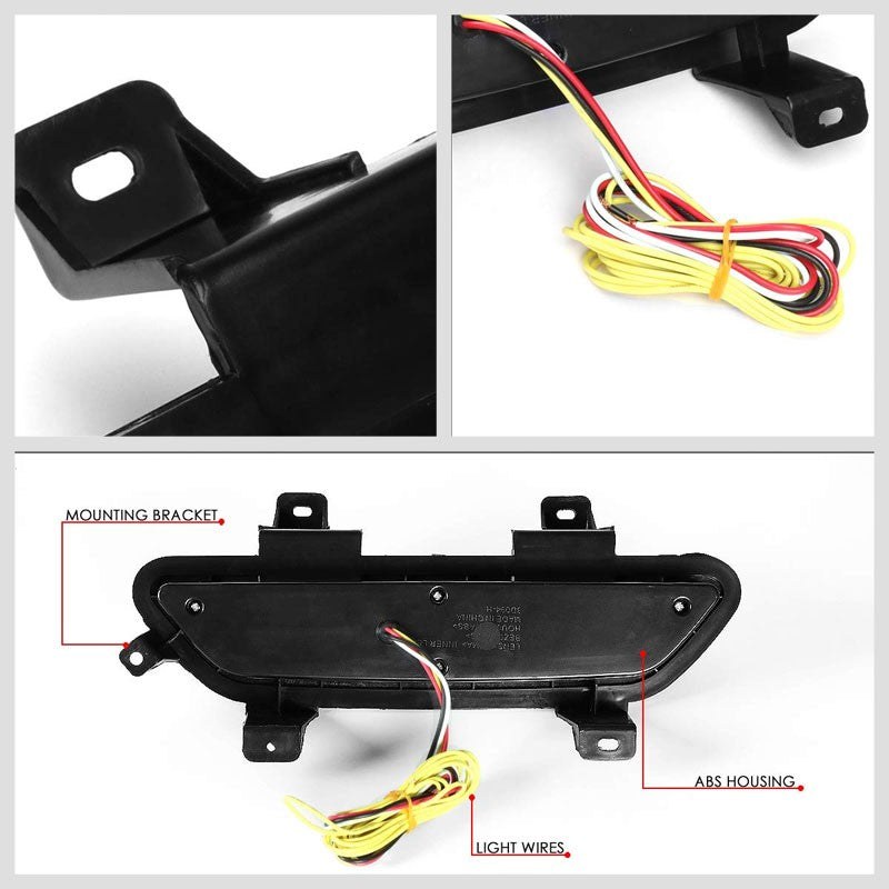 Clear Lens/Black Housing Full LED Rear Third Brake Light for 15-18 Ford Mustang