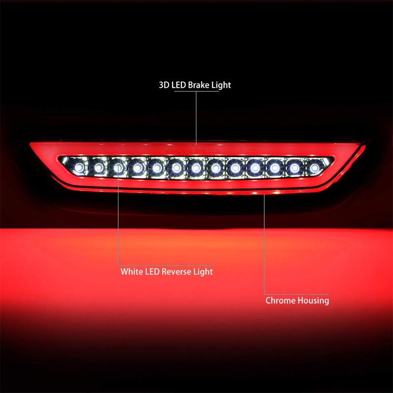 Clear Lens/Chrome House Full LED Rear Third Brake Light for 15-18 Ford Mustang