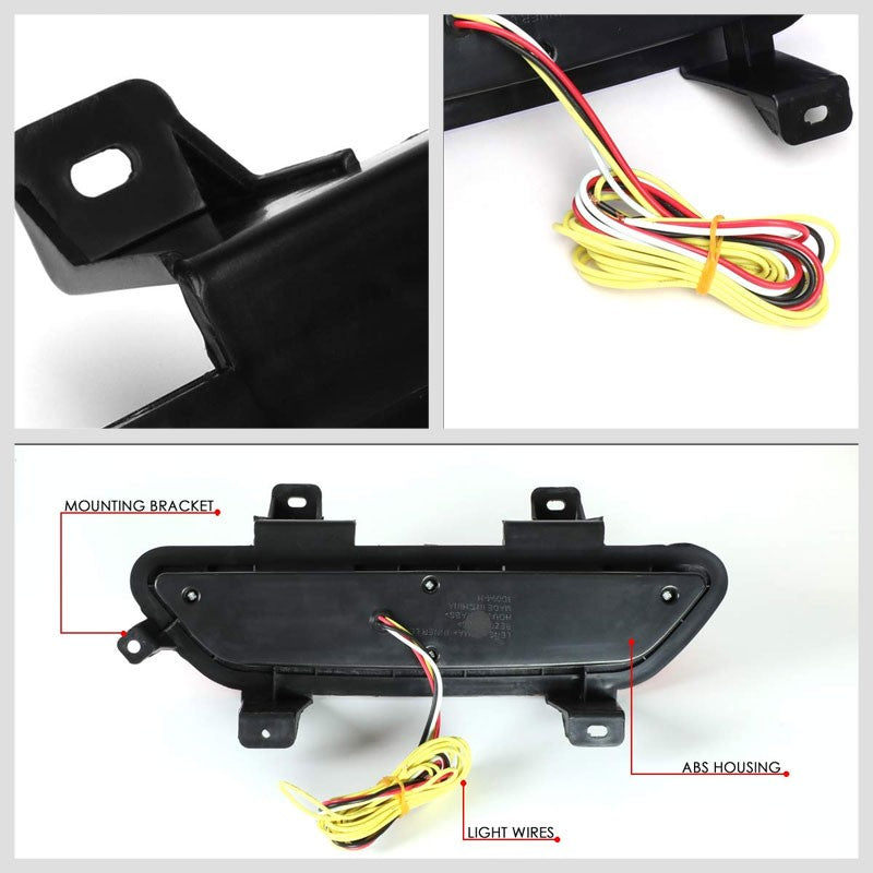 Red Lens/Chrome Housing Full LED Rear Third Brake Light for 15-18 Ford Mustang