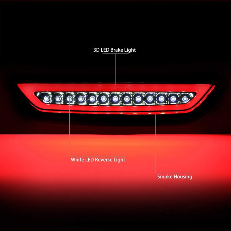 Smoke Lens/Chrome House Full LED Rear Third Brake Light for 15-18 Ford Mustang