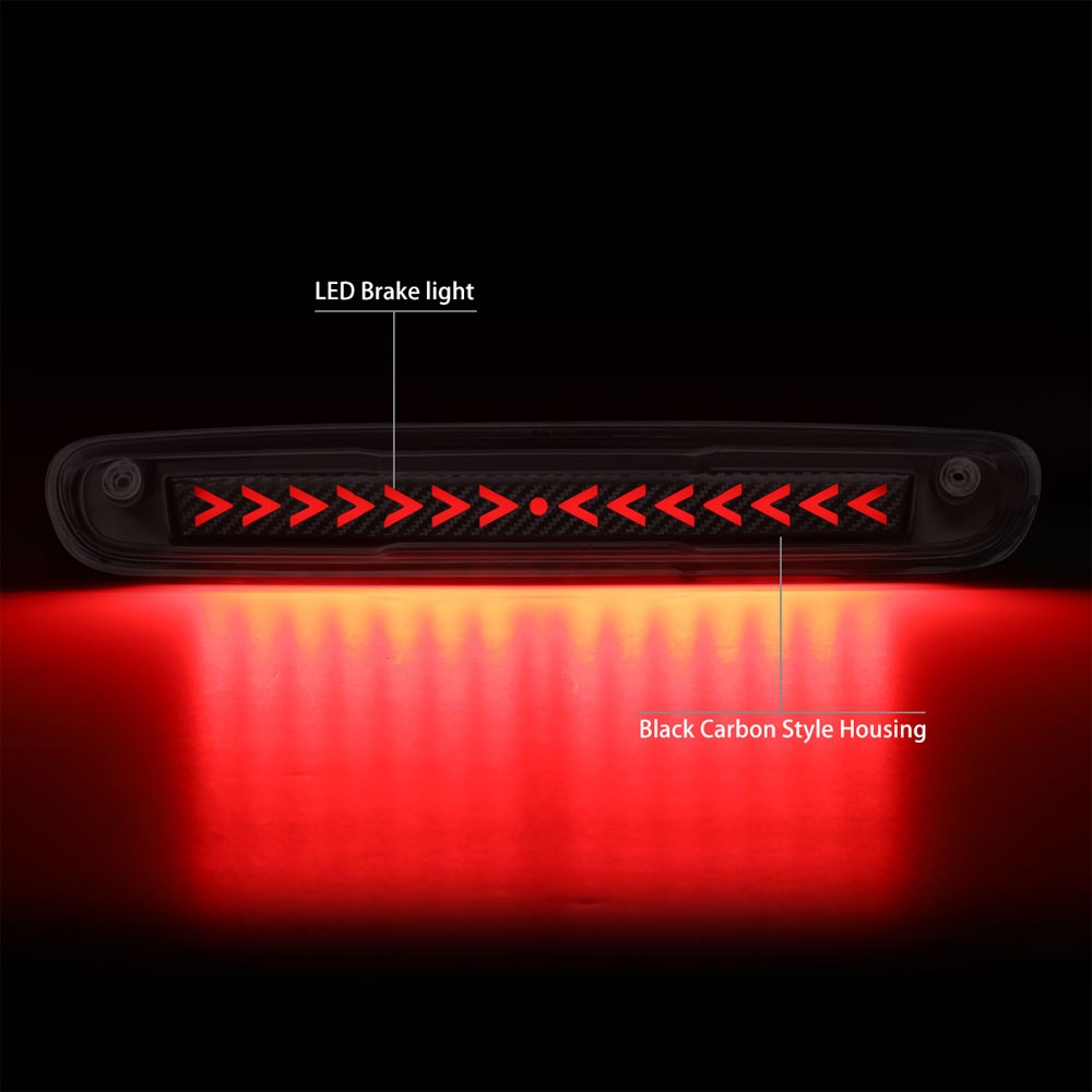 [Sequential Arrow LED] Carbon/Clear Len Third Brake Light For 07-14 Silverado