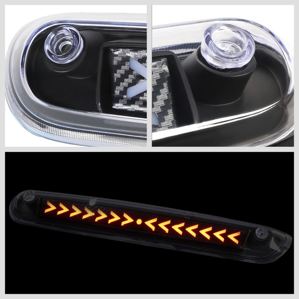 [Sequential Arrow LED] Carbon/Clear Len Third Brake Light For 07-14 Silverado