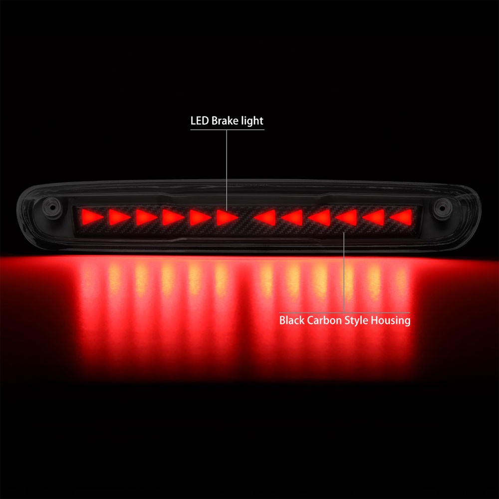 [Sequential Triangle LED] Carbon/Clear Len Third Brake Light For 07-14 Silverado