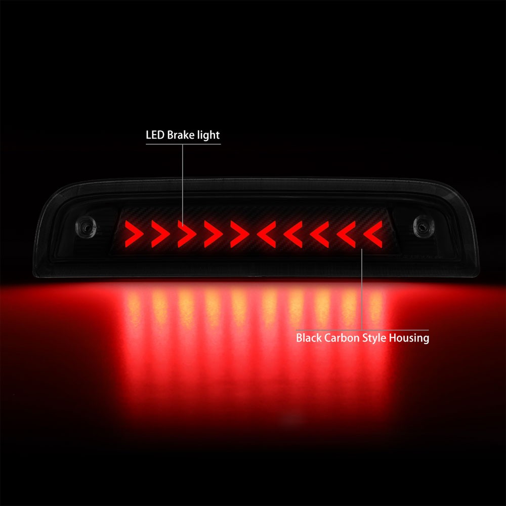 [Sequential Arrow LED] Carbon/Clear Len Third Brake Light For 14-22 Silverado