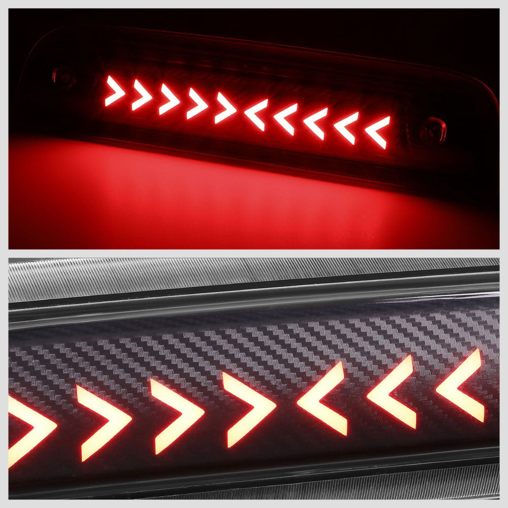 [Sequential Arrow LED] Carbon/Clear Len Third Brake Light For 14-22 Silverado