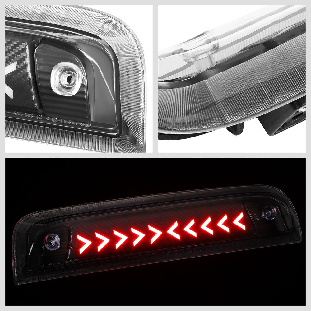 [Sequential Arrow LED] Carbon/Clear Len Third Brake Light For 14-22 Silverado