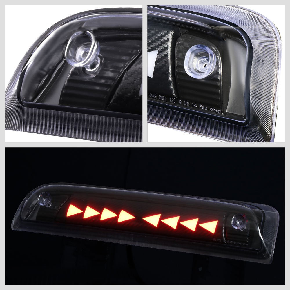 [Sequential Triangle LED] Carbon/Clear Len Third Brake Light For 14-22 Silverado