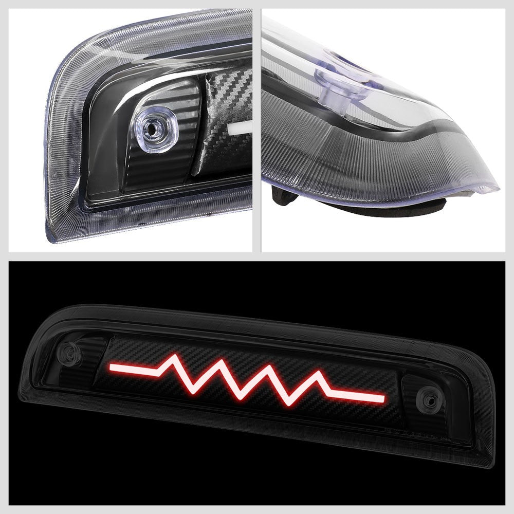 [Sequential Heartbeat LED] Carbon/Clear Len Third Brake Light For 14-22 Sierra