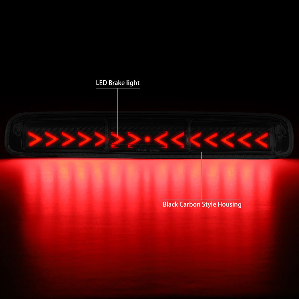[Sequential Arrow LED] Carbon/Clear Len Third Brake Light For 99-06 Silverado HD