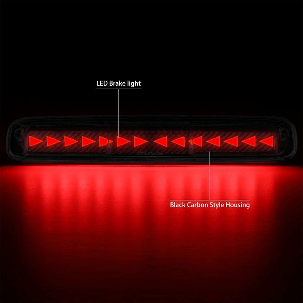 [Sequential Triangle LED] Carbon/Clear Len Third Brake Light For 99-06 Silverado