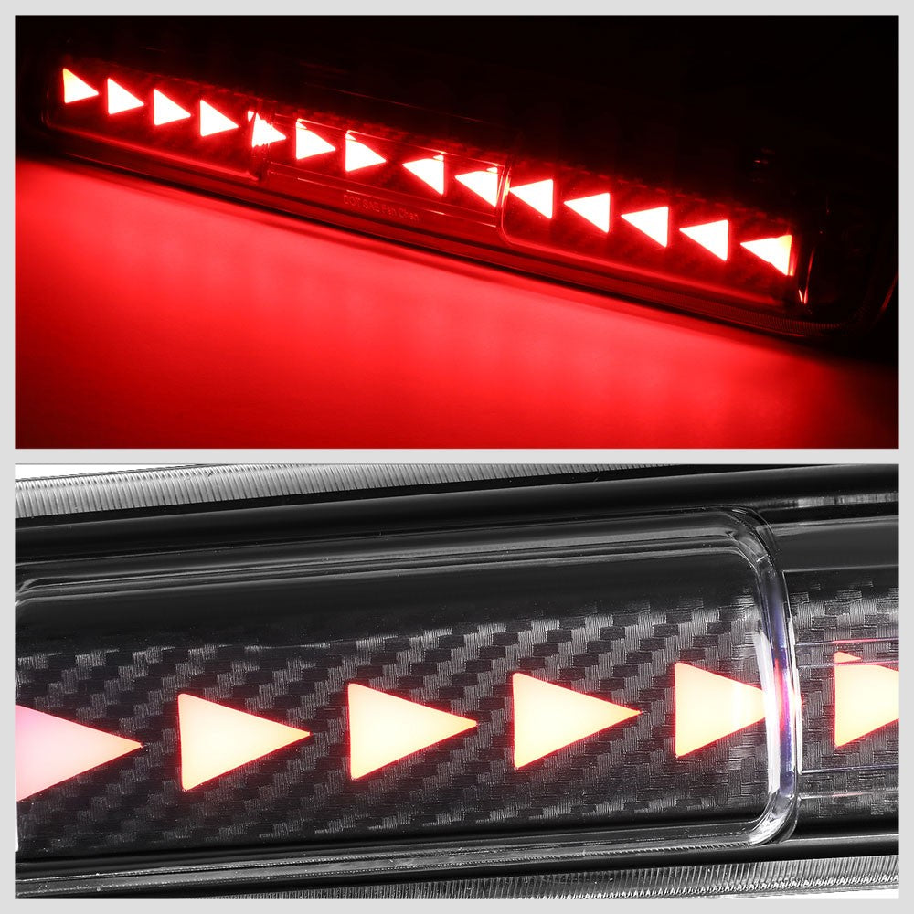 [Sequential Triangle LED] Carbon/Clear Len Third Brake Light For 99-06 Silverado