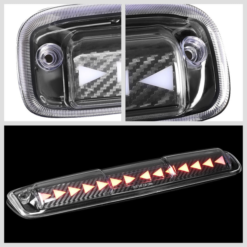 [Sequential Triangle LED] Carbon/Clear Len Third Brake Light For 99-06 Silverado