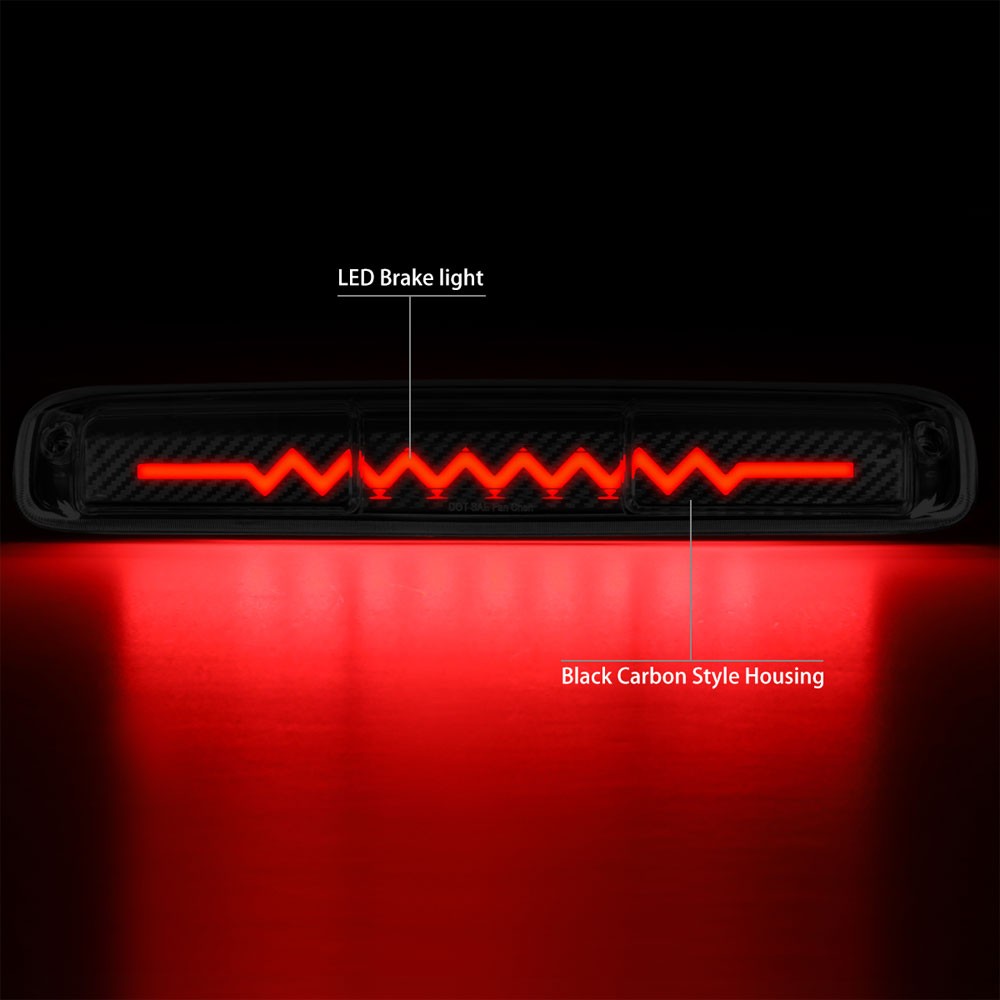 [Sequential Heartbeat LED] Carbon/Clear Len Third Brake Light For 99-06 Sierra