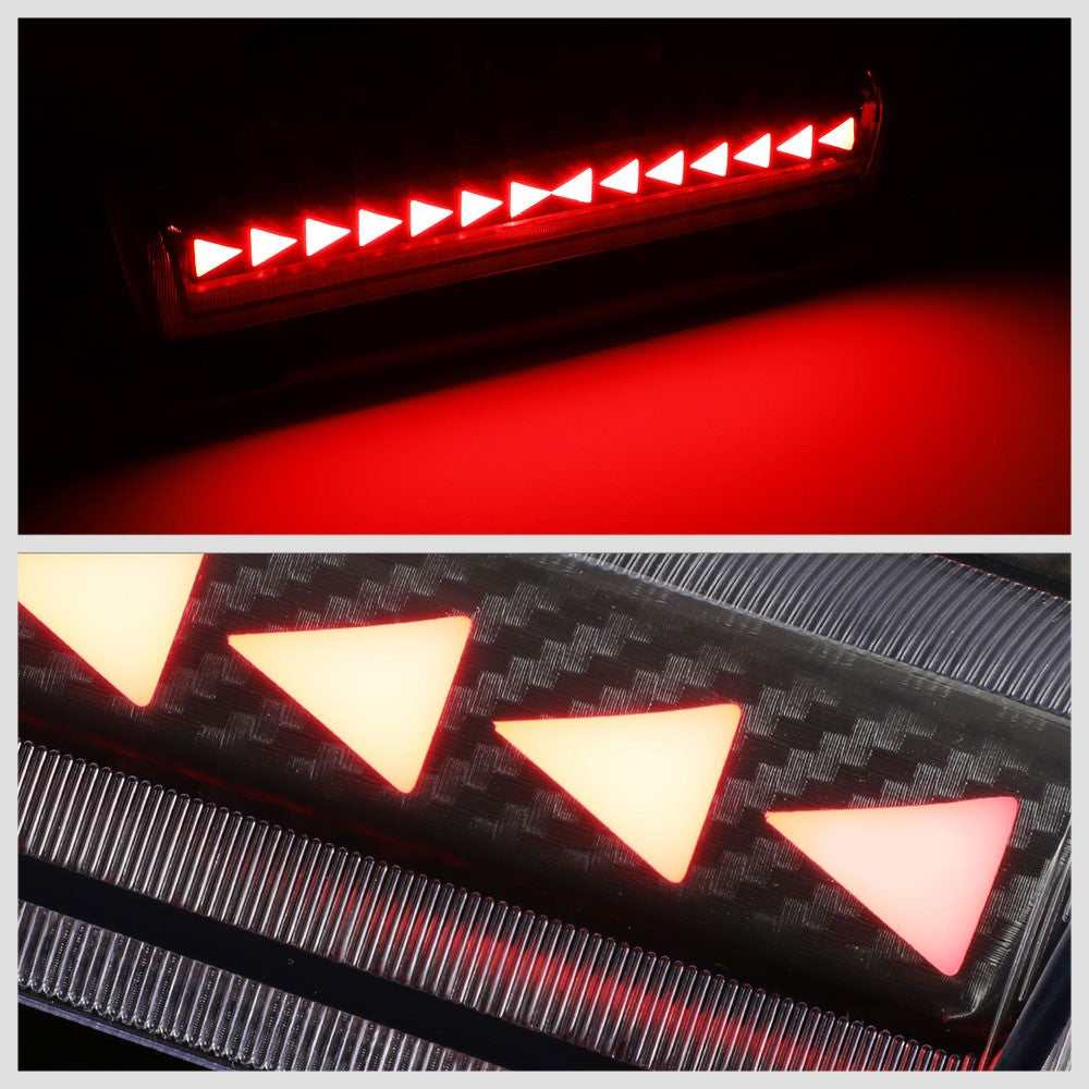 [Sequential Triangle LED] Carbon/Clear Len Third Brake Light For 00-06 Suburban