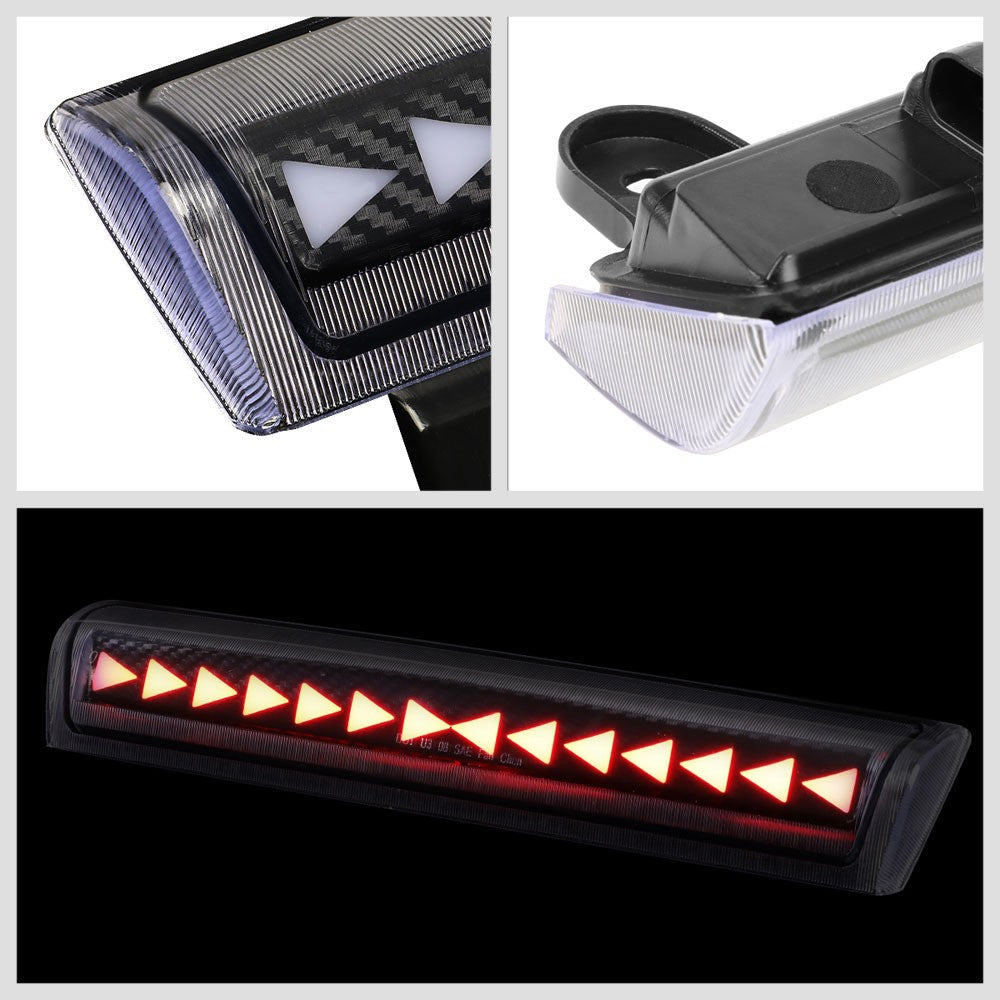 [Sequential Triangle LED] Carbon/Clear Len Third Brake Light For 00-06 Suburban