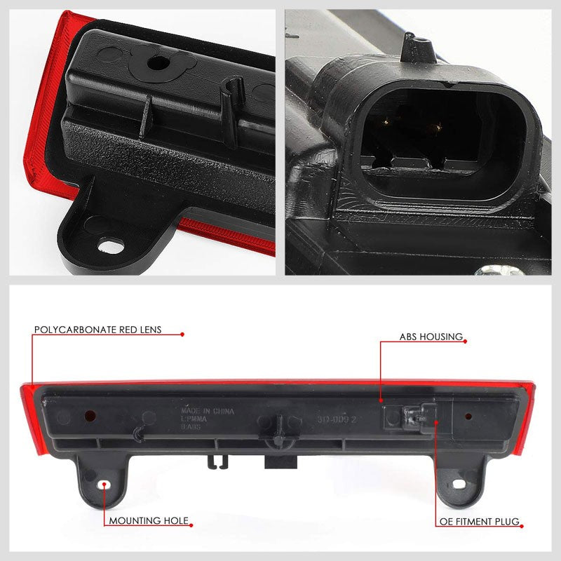 3D LED BAR Rear Third Brake Light Chrome Housing Red Lens For 00-06 GMC Yukon