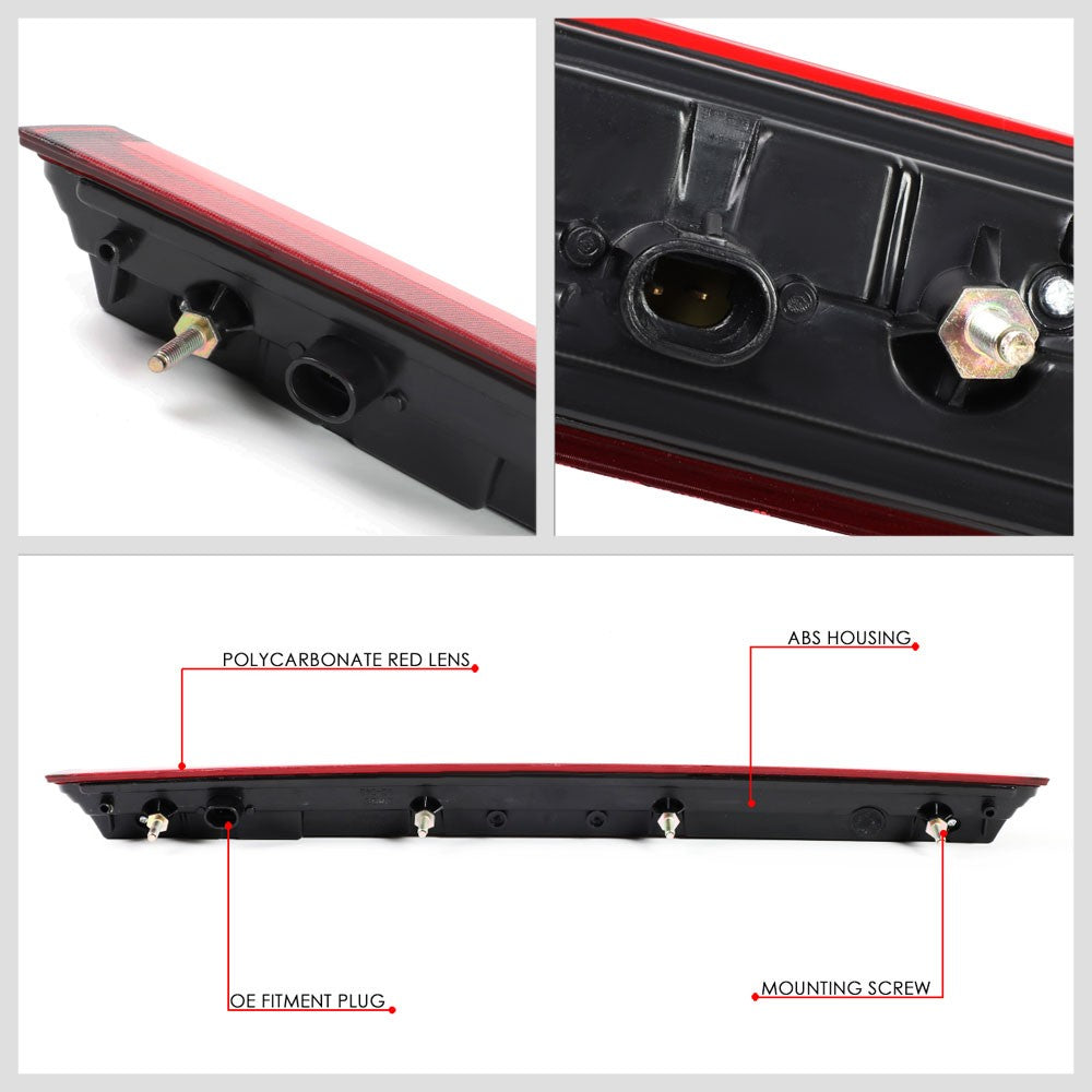 Chrome Housing/Red Lens LED Rear Tail Third Brake Light For 15-20 Chevy Suburban