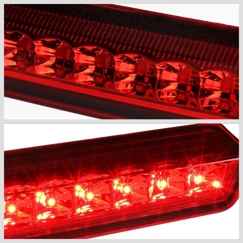 Chrome Housing Red Lens LED Rear 3RD Third Brake Light Lamp For 15-17 Tahoe