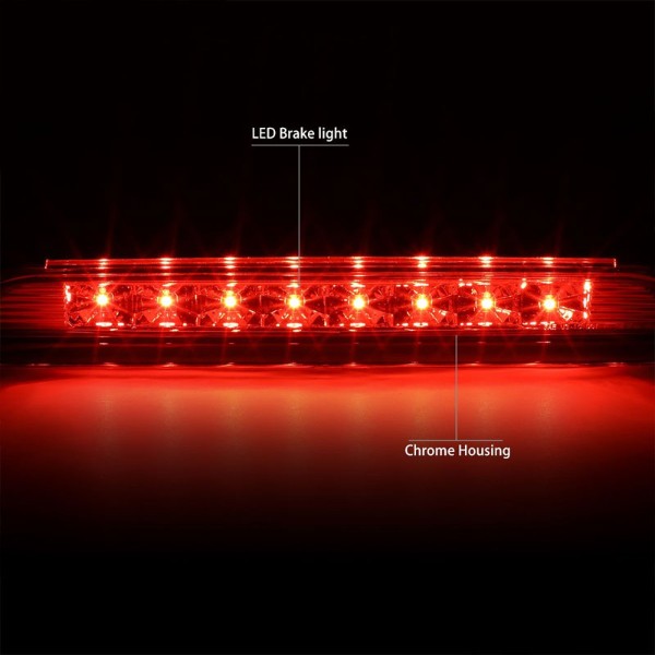 Chrome Housing Third Brake/Rear Red LED Light Lamp For Chevy 10-17 Equinox
