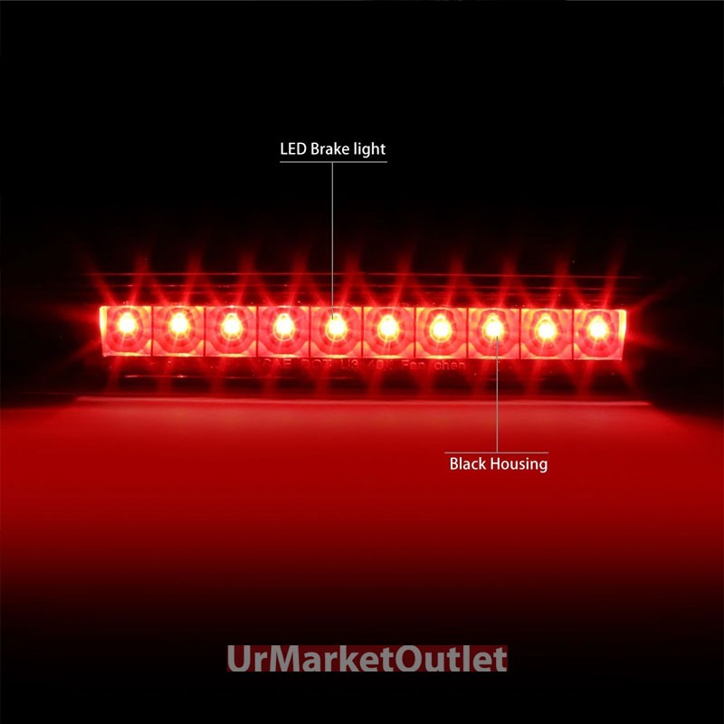 Black Housing Clear Len Third Brake Red LED Light For 11-21 Grand Cherokee WK2