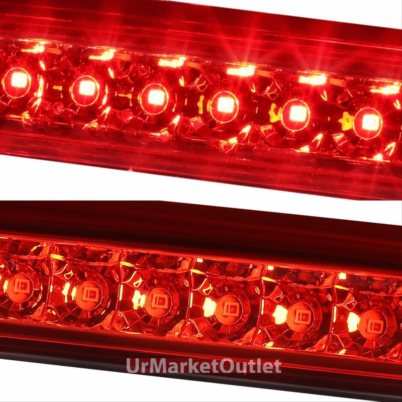 Chrome Housing Red Len Third Brake Red LED Light For 11-21 Grand Cherokee WK2