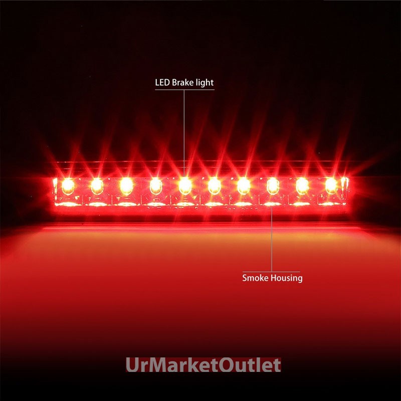 Chrome Housing Smoke Len Third Brake Red LED Light For 11-21 Grand Cherokee WK2