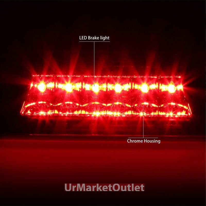 Chrome Housing Clear Len Rear Third Brake Red LED Light For 02-07 Liberty KJ