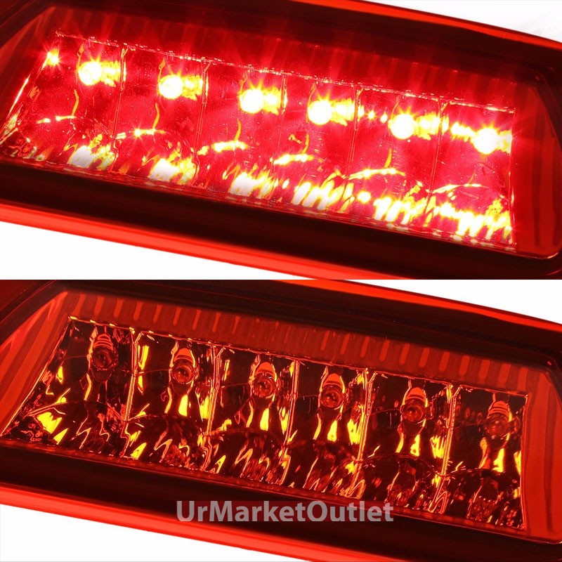 Chrome Housing Red Len Rear Third Brake Red LED Light For Jeep 02-07 Liberty KJ