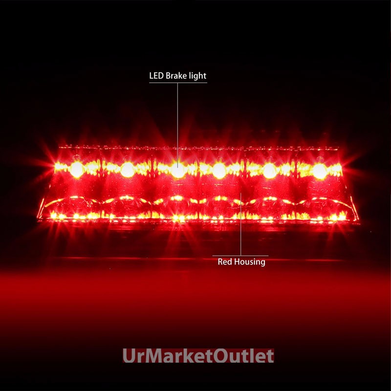 Chrome Housing Red Len Rear Third Brake Red LED Light For Jeep 02-07 Liberty KJ