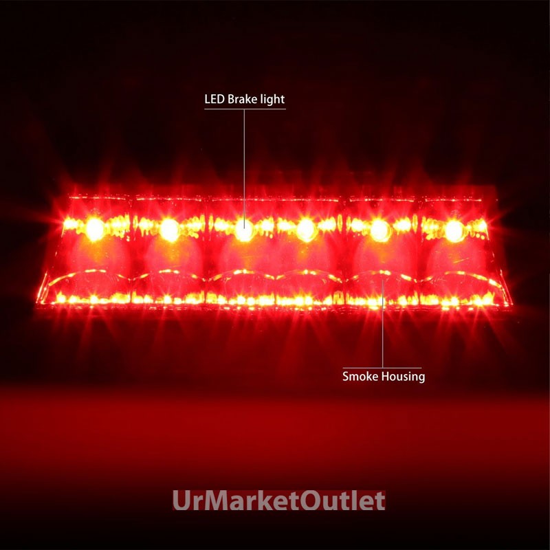 Chrome Housing Smoke Len Rear Third Brake Red LED Light For 02-07 Liberty KJ
