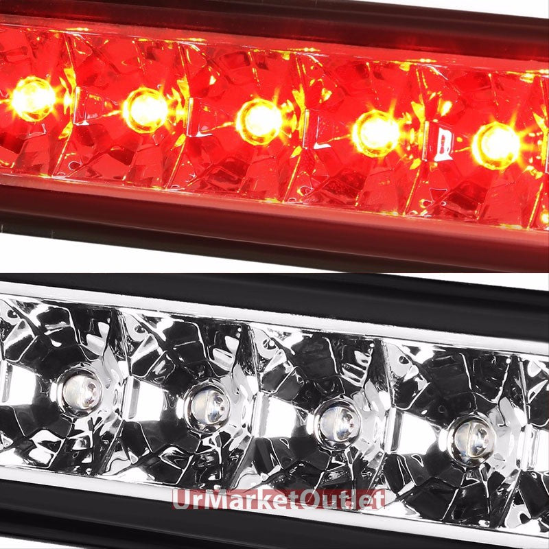 Chrome Housing Clear Len Rear Third Brake Red LED Light For 97-06 Wrangler TJ