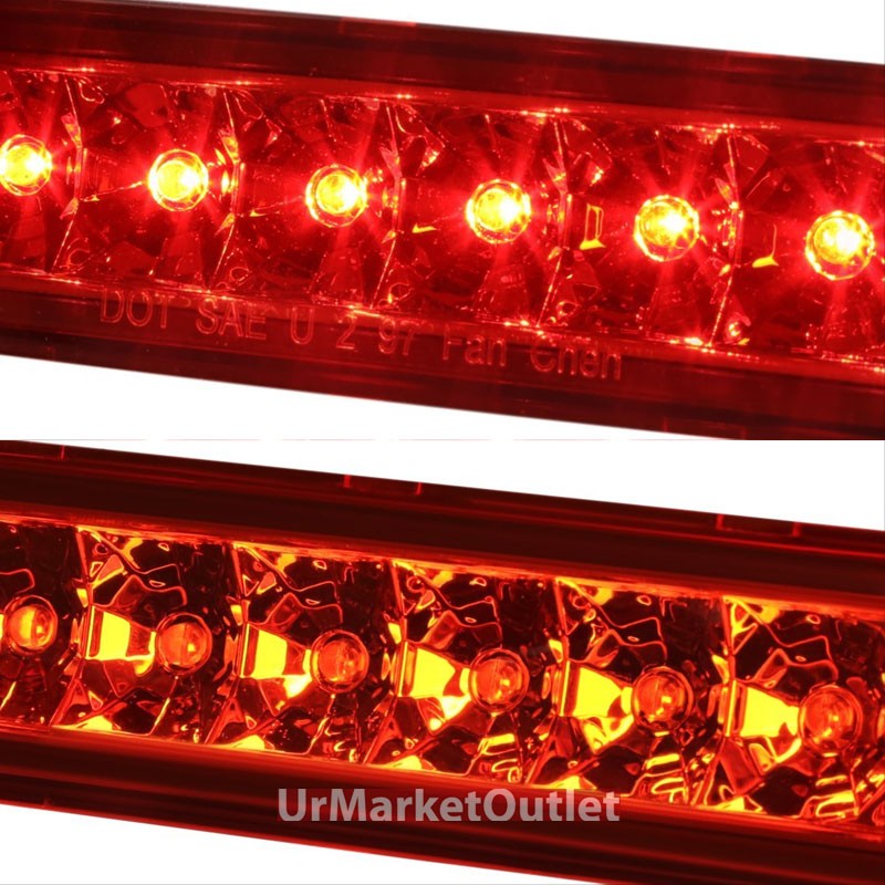 Chrome Housing Red Len Rear Third Brake Red LED Light For 97-06 Wrangler TJ