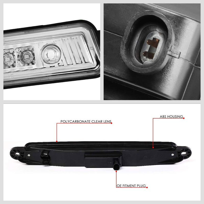 Chrome Housing Clear Lens LED Rear 3RD Third Brake Light Lamp For 05-15 Armada
