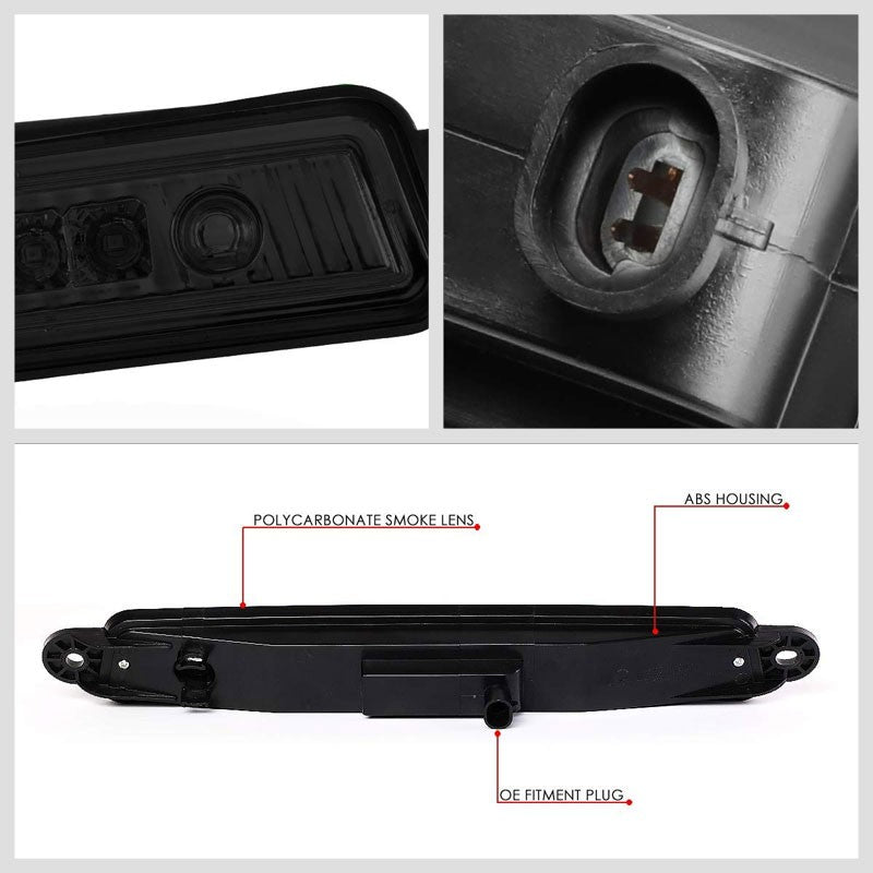 Chrome Housing Smoke Lens LED Rear 3RD Third Brake Light Lamp For 05-15 Armada