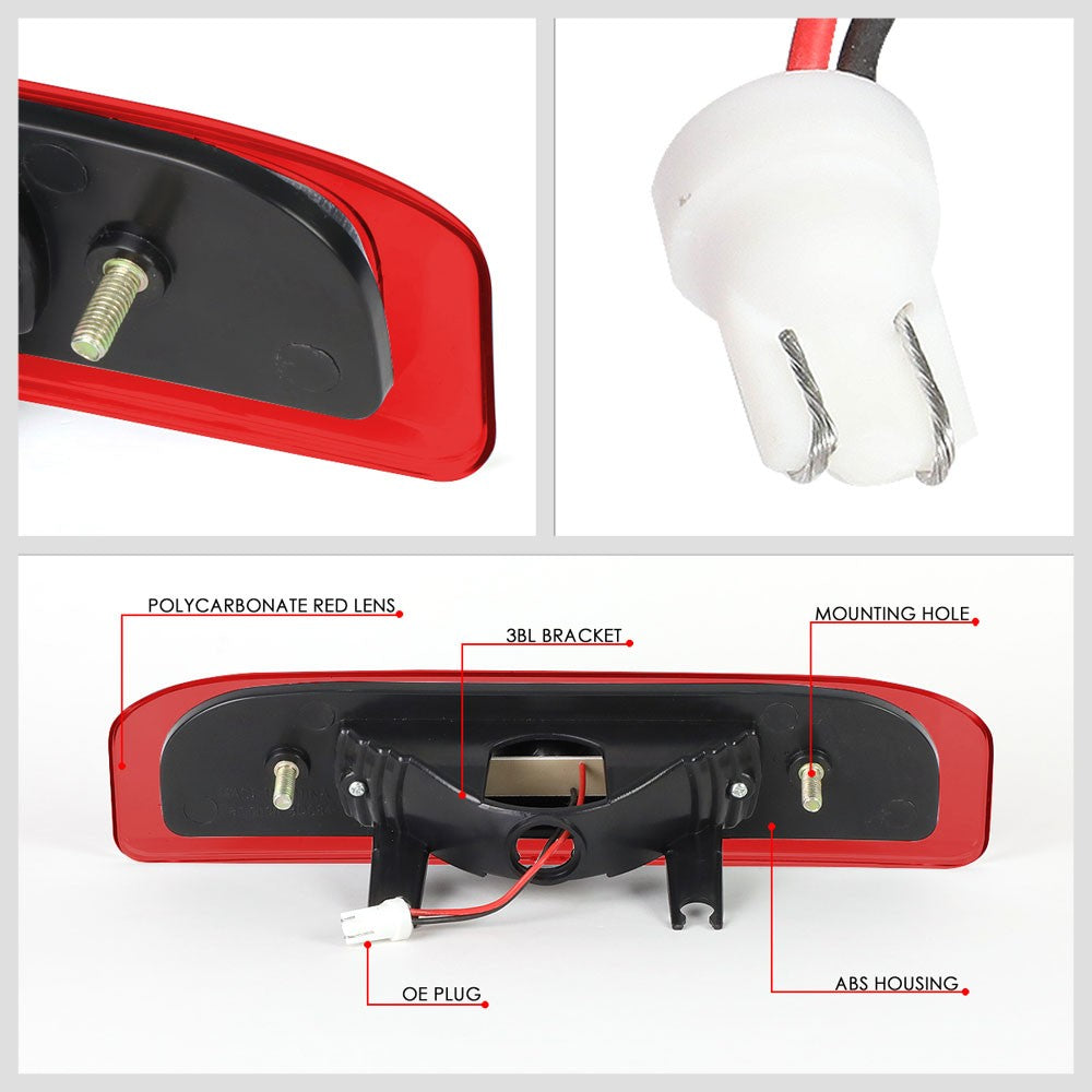 Chrome Housing/Red Lens LED Rear Tail Third Brake Light For 09-14 Nissan Cube
