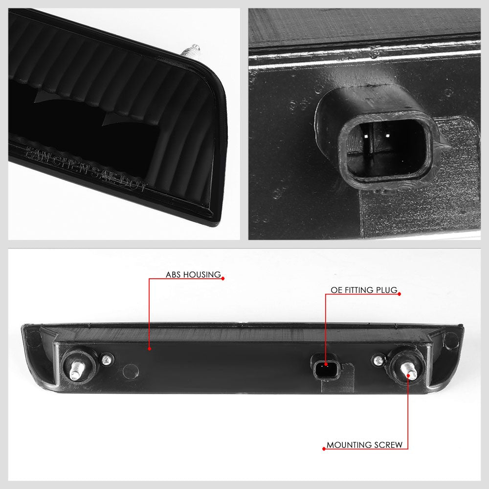Black Housing/Smoke Lens LED Rear Tail Third Brake Light For 14-20 Nissan Rogue