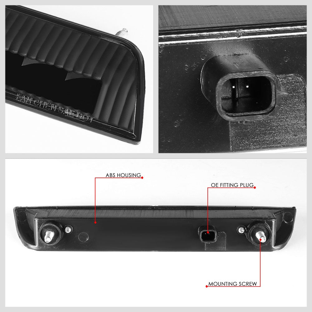 Black Housing/Clear Lens LED Rear Tail Third Brake Light For 14-20 Nissan Rogue