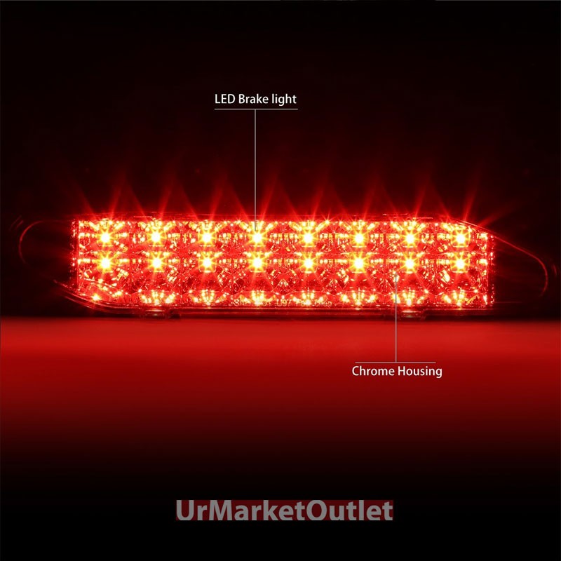 Chrome Housing Clear Len Third Brake Red LED Light For Nissan 00-04 Xterra WD22