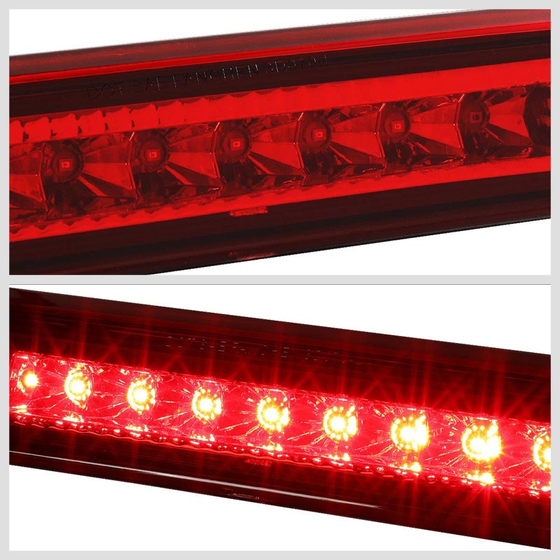 Red Lens/Chrome Housing Full LED Rear Third Brake Light for 07-17 Jeep Patriot