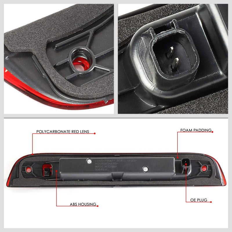 Red Lens/Chrome Housing Full LED Rear Third Brake Light for 07-17 Jeep Patriot