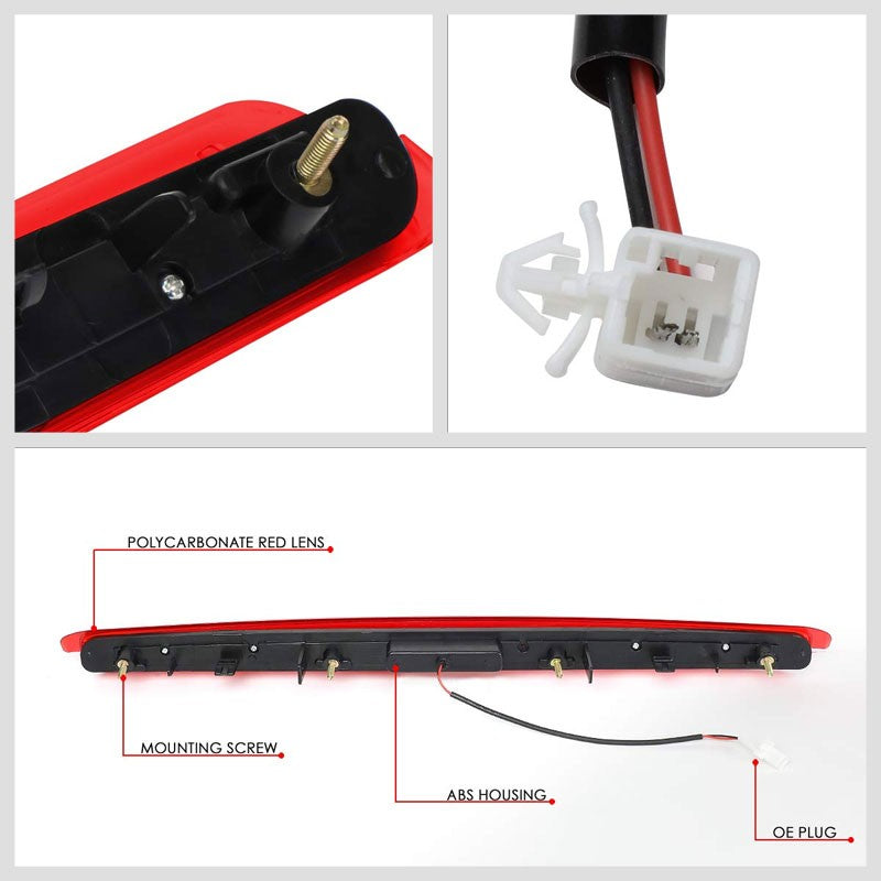 Red Lens/Chrome Housing 3D LED 3RD Tail Third Brake Light for 05-10 Scion tC
