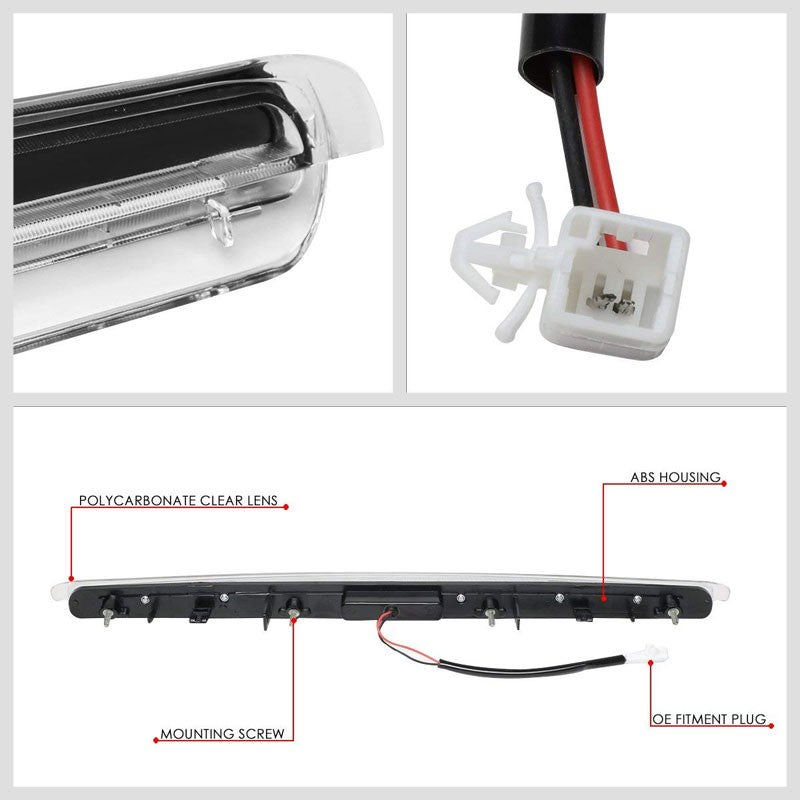 Black Housing Clear Lens LED Rear 3RD Third Brake Light Lamp For 05-10 Scion tC