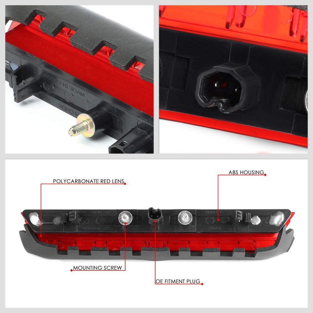 Chrome Housing/Red Len 3D LED Bar Rear Tail Third Brake Light For 11-16 Scion tC