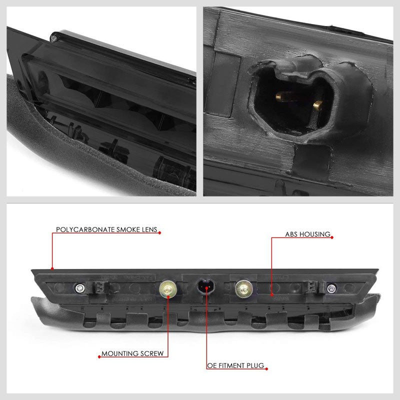 Black Housing Smoked Lens LED Rear 3RD Third Brake Light Lamp For 11-16 Scion tC