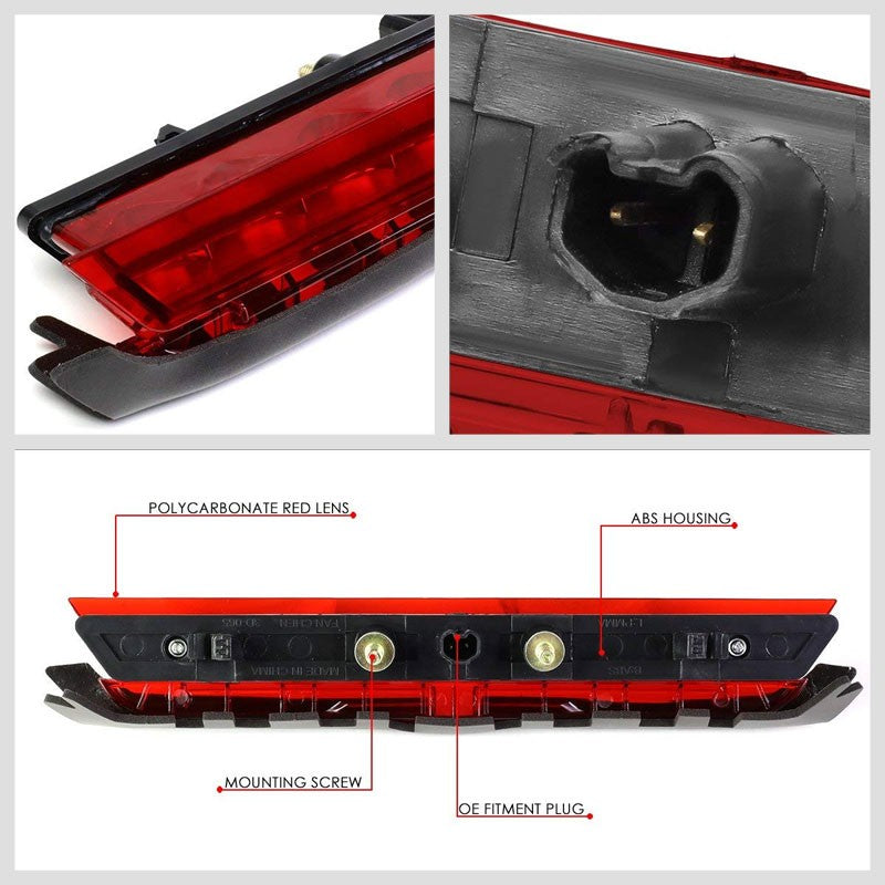 Chrome Housing Red Lens LED Rear 3RD Third Brake Light Lamp For 11-16 Scion tC