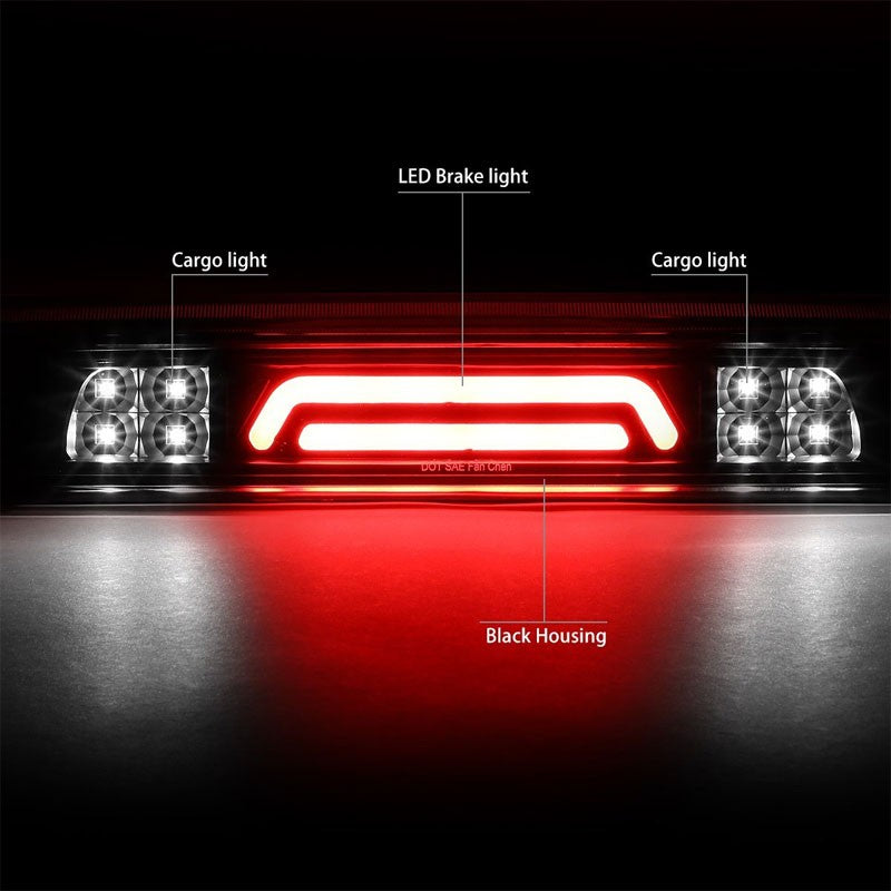 Black Housing Clear Lens 3D LED Third Brake Light+Cargo Light For 07-20 Tundra