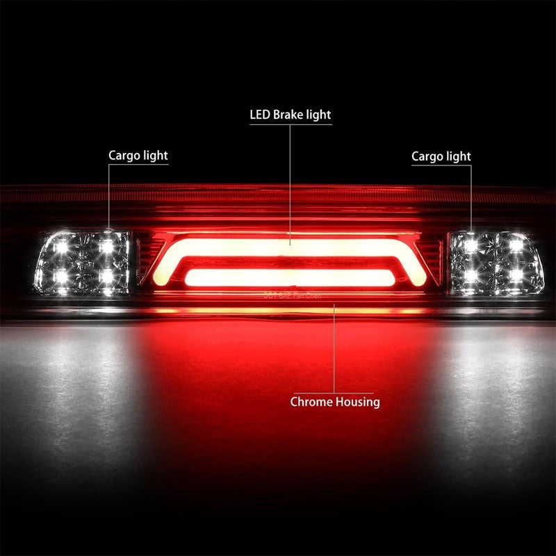Chrome Housing Clear Lens 3D LED Third Brake Light+Cargo Light For 07-20 Tundra