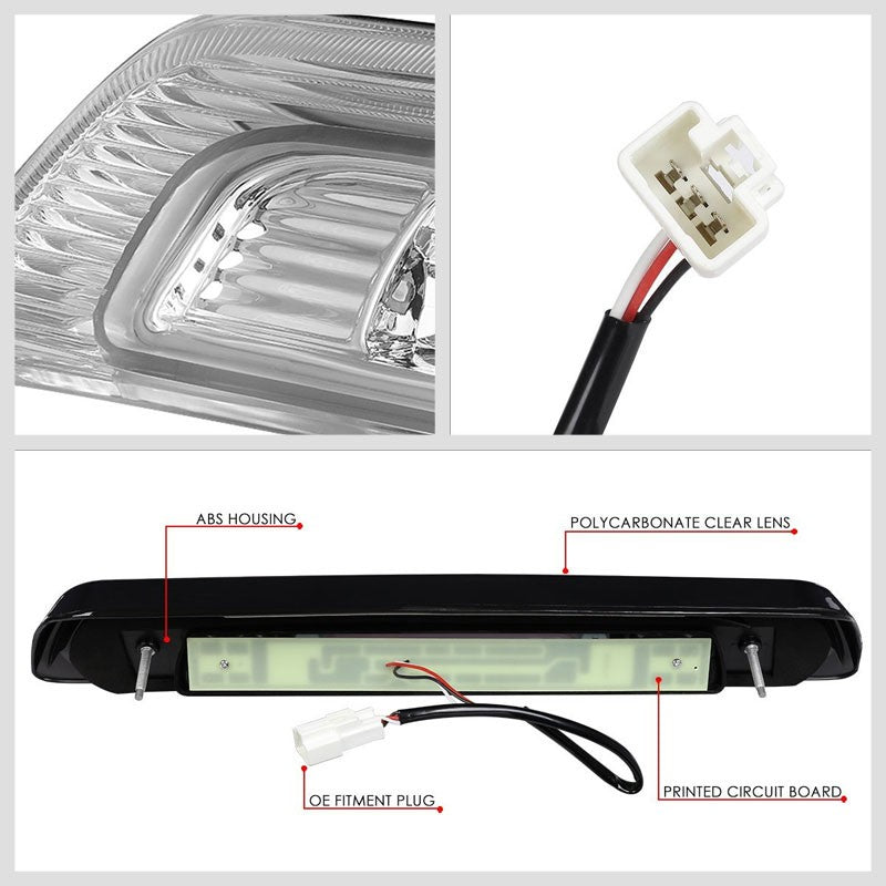 Chrome Housing Clear Lens 3D LED Third Brake Light+Cargo Light For 07-20 Tundra
