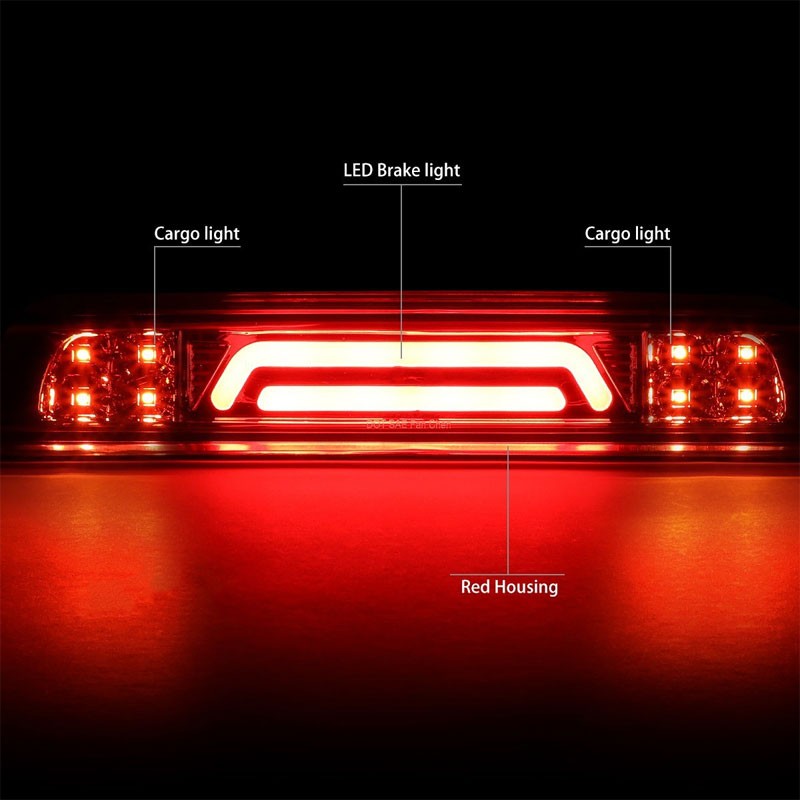 Chrome Housing Red Lens 3D LED Third Brake Light+Cargo Light For 07-20 Tundra